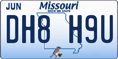 MO license plate DH8H9U