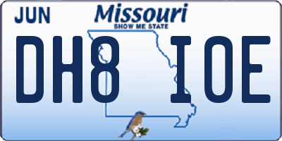 MO license plate DH8I0E