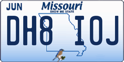MO license plate DH8I0J