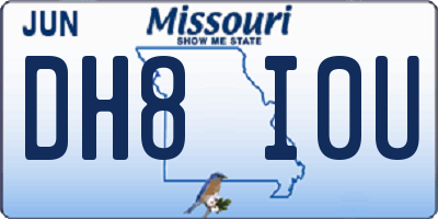 MO license plate DH8I0U