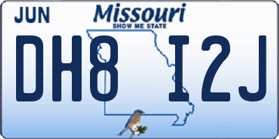 MO license plate DH8I2J