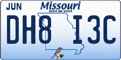 MO license plate DH8I3C