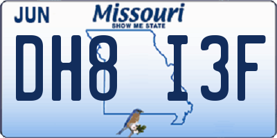 MO license plate DH8I3F