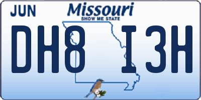 MO license plate DH8I3H