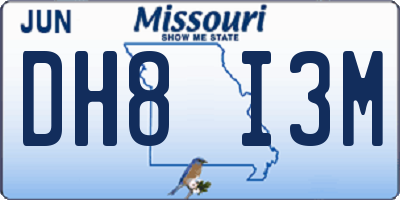 MO license plate DH8I3M