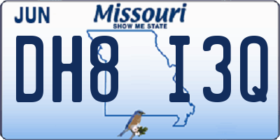 MO license plate DH8I3Q