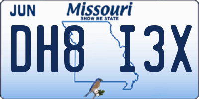 MO license plate DH8I3X