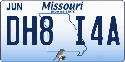 MO license plate DH8I4A
