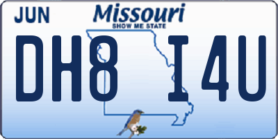 MO license plate DH8I4U