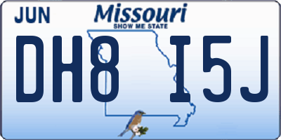 MO license plate DH8I5J