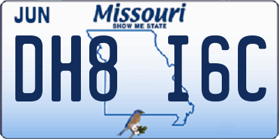 MO license plate DH8I6C