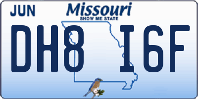 MO license plate DH8I6F