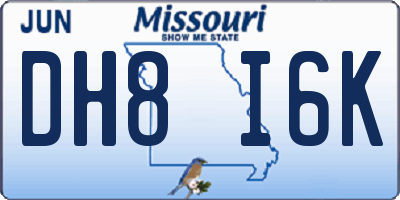 MO license plate DH8I6K