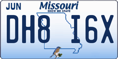 MO license plate DH8I6X