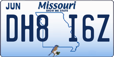 MO license plate DH8I6Z