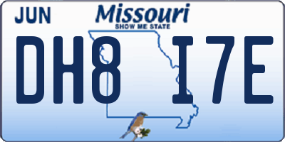 MO license plate DH8I7E