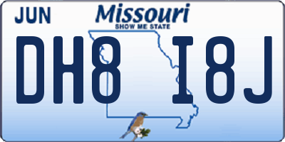 MO license plate DH8I8J