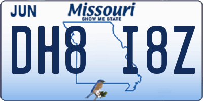 MO license plate DH8I8Z
