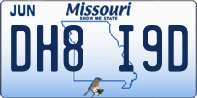 MO license plate DH8I9D