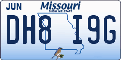 MO license plate DH8I9G