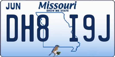 MO license plate DH8I9J