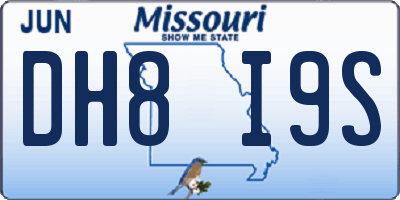 MO license plate DH8I9S