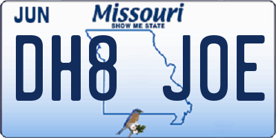 MO license plate DH8J0E