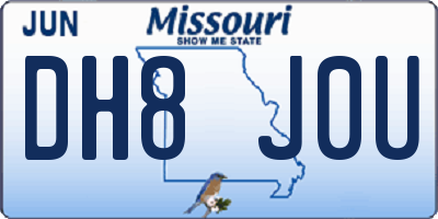 MO license plate DH8J0U