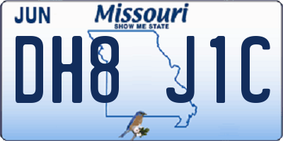MO license plate DH8J1C