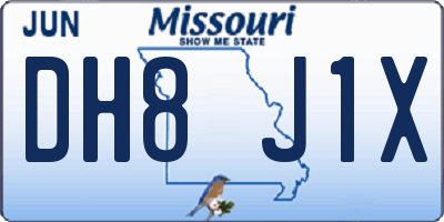 MO license plate DH8J1X