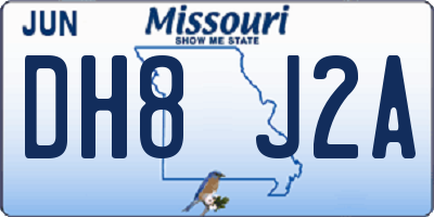 MO license plate DH8J2A