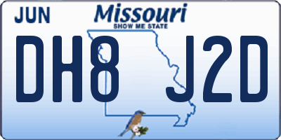 MO license plate DH8J2D