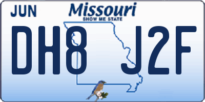 MO license plate DH8J2F