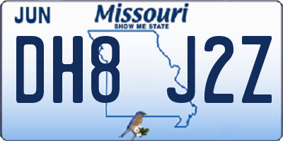 MO license plate DH8J2Z