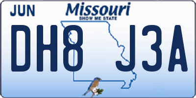 MO license plate DH8J3A