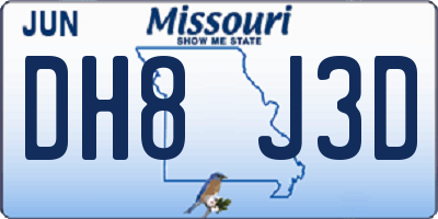 MO license plate DH8J3D
