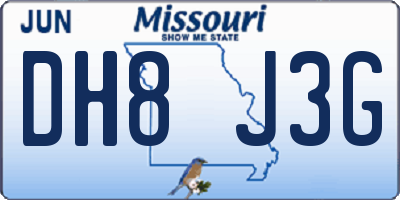 MO license plate DH8J3G