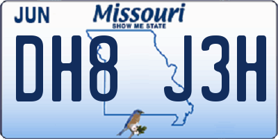MO license plate DH8J3H