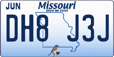 MO license plate DH8J3J