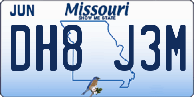 MO license plate DH8J3M