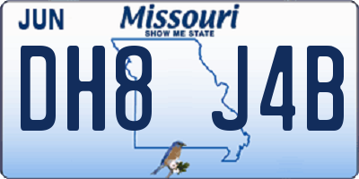 MO license plate DH8J4B