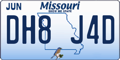 MO license plate DH8J4D