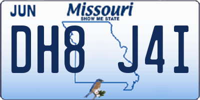MO license plate DH8J4I