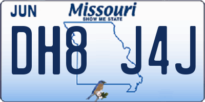 MO license plate DH8J4J
