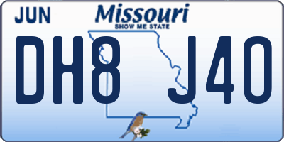 MO license plate DH8J4O