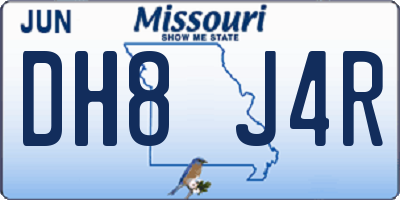 MO license plate DH8J4R