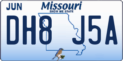 MO license plate DH8J5A