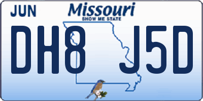 MO license plate DH8J5D