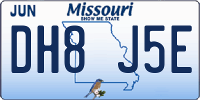 MO license plate DH8J5E