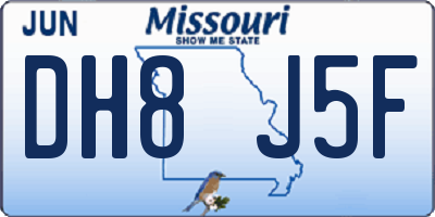 MO license plate DH8J5F